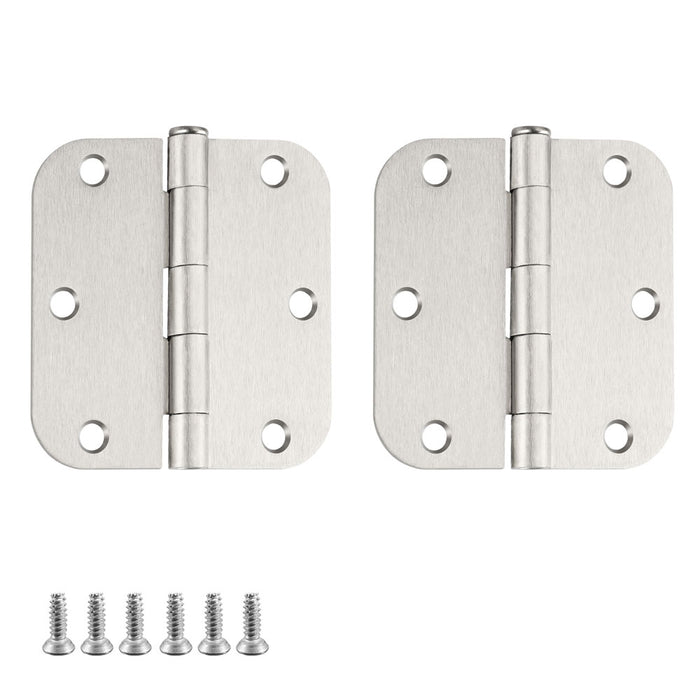 3.5 x 3.5'' Inch Satin Brass Door Hinges with 5/8'' Radius Corners