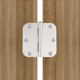 3.5 x 3.5'' Inch Satin Brass Door Hinges with 5/8'' Radius Corners