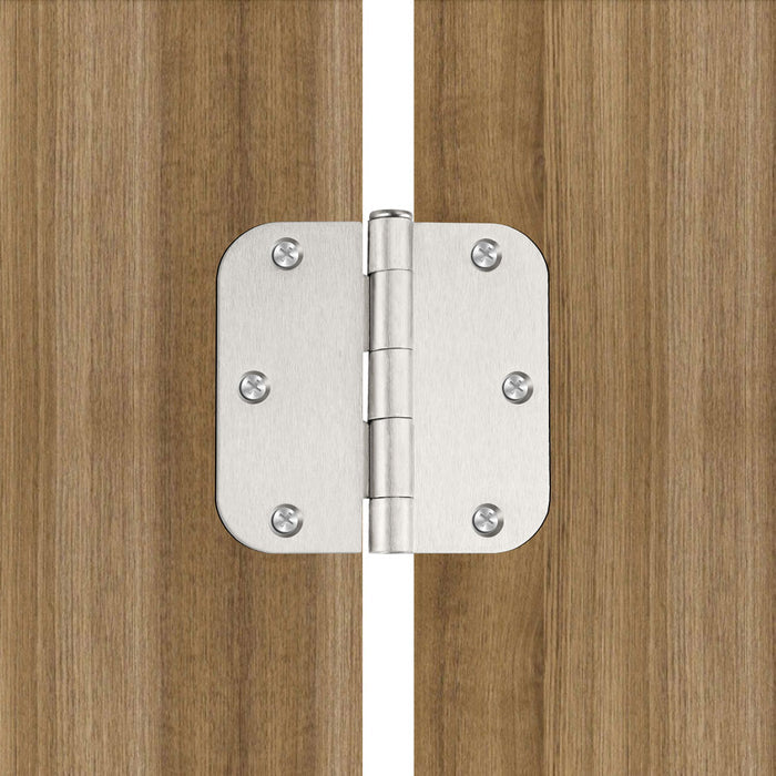 3.5 x 3.5'' Inch Satin Brass Door Hinges with 5/8'' Radius Corners