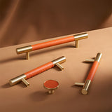 Luxury Solid Brass Leather Wrapped Cabinet Pulls & Knobs