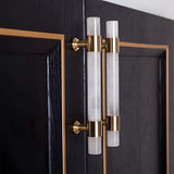French Crystal Marble Brass Cabinet Drawer Handle