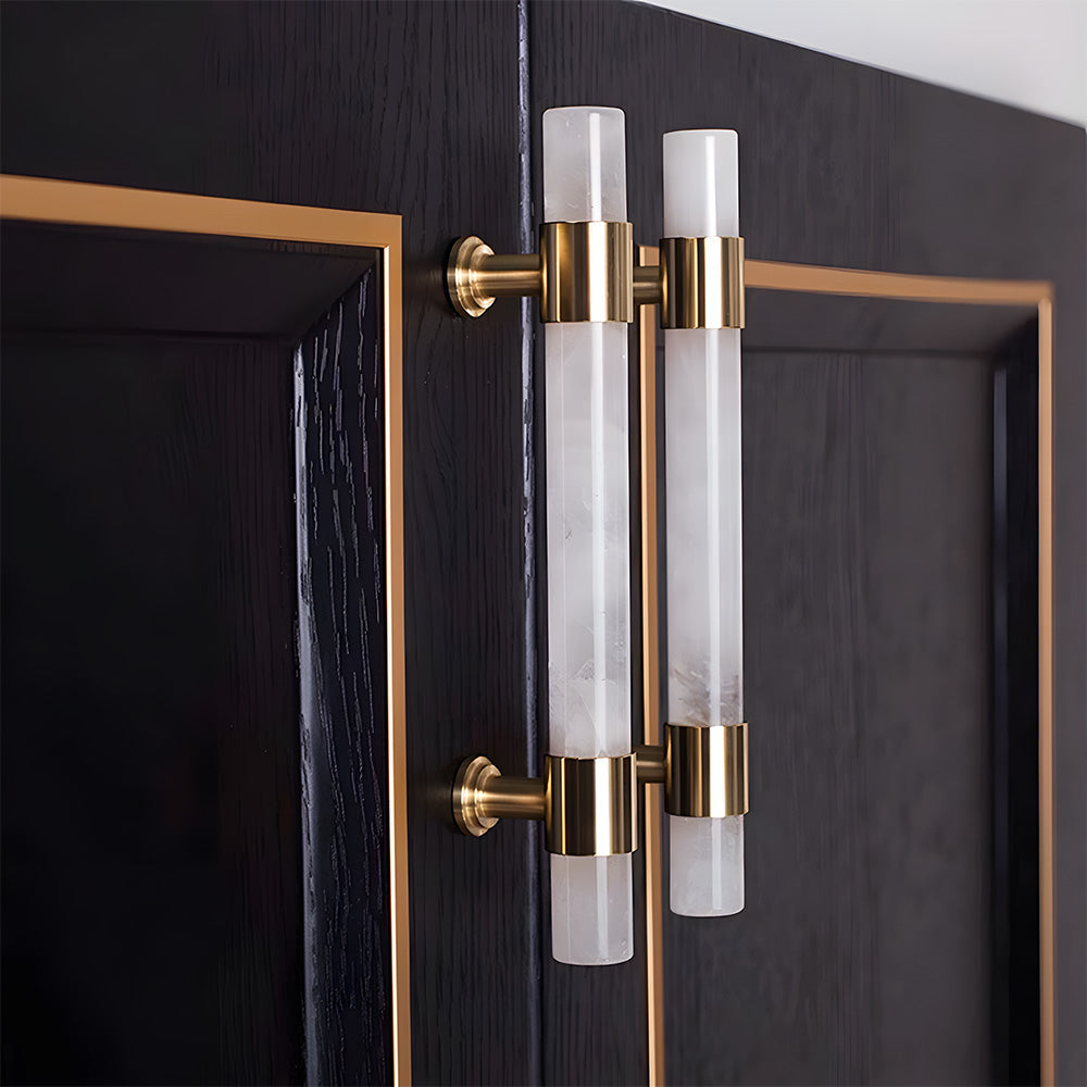 French Crystal Marble Brass Cabinet Drawer Handle