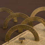 Retro Brass Semi Circle Textured Cabinet Handles