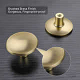 Brushed Brass Round Solid Drawer Knobs for Kitchen