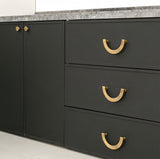 Retro Brass Semi Circle Textured Cabinet Handles