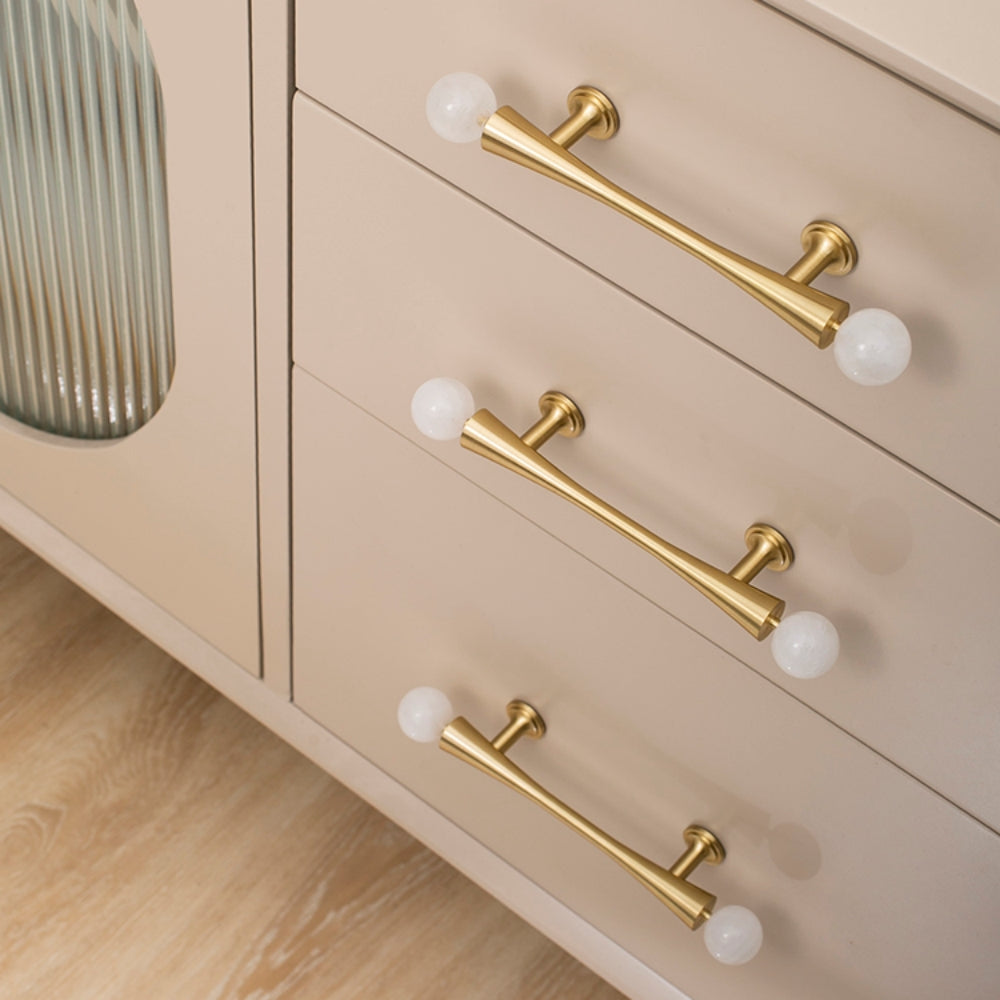 Personality Crystal Brass French Light Luxury Style Wardrobe Cabinet  Pull