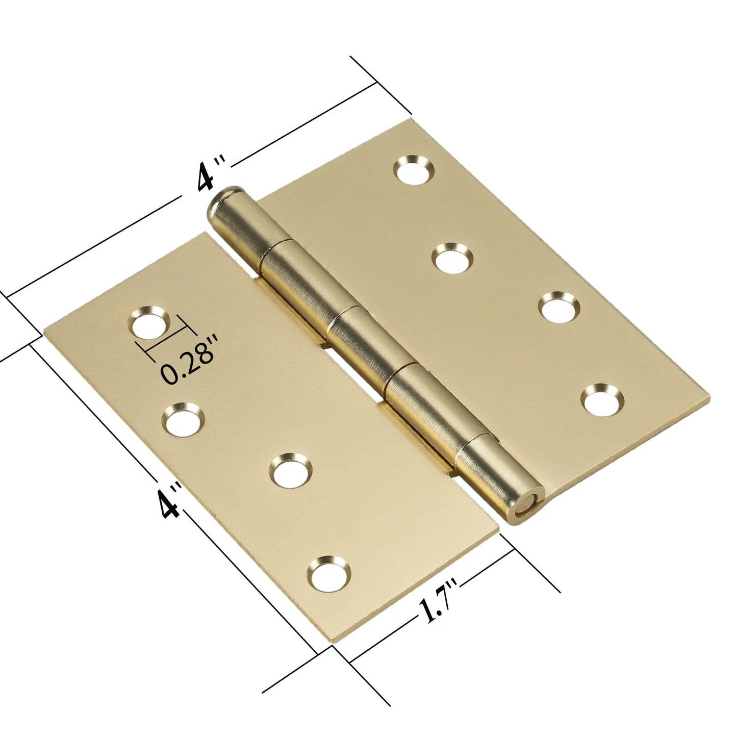 4in Brushed Brass Gold Butt Hinges with Square Corners Door Hinges