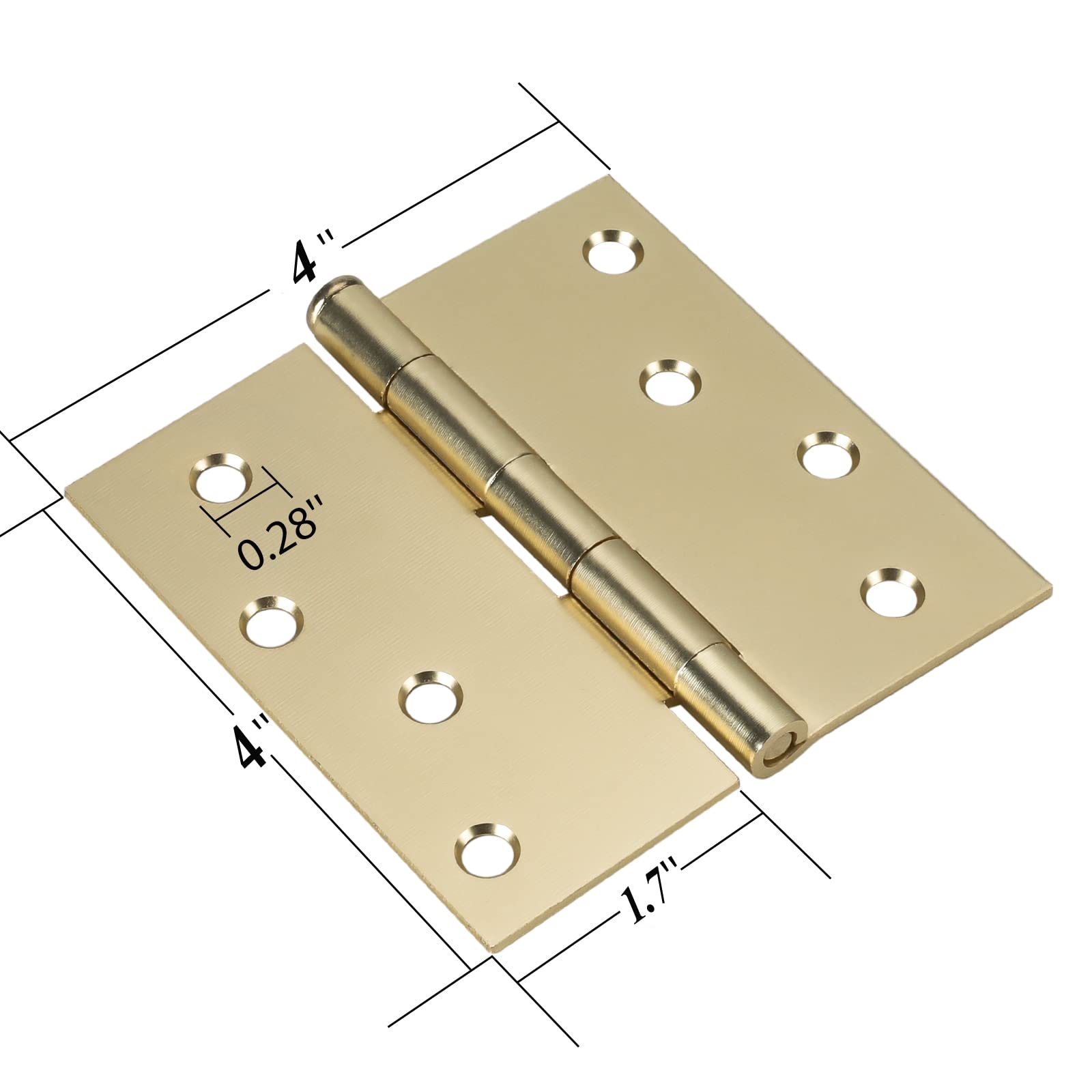 4in Brushed Brass Gold Butt Hinges with Square Corners Door Hinges