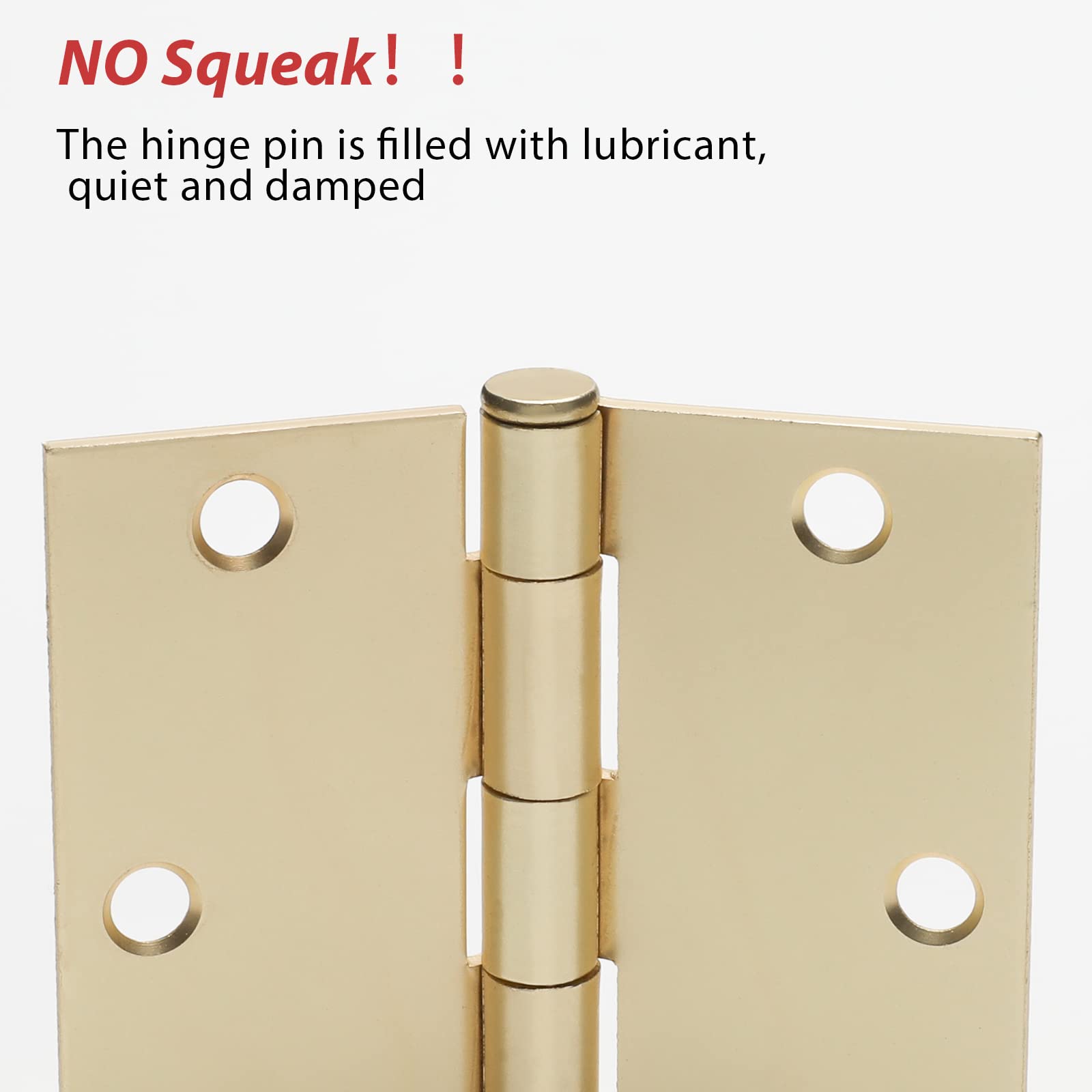 4in Brushed Brass Gold Butt Hinges with Square Corners Door Hinges
