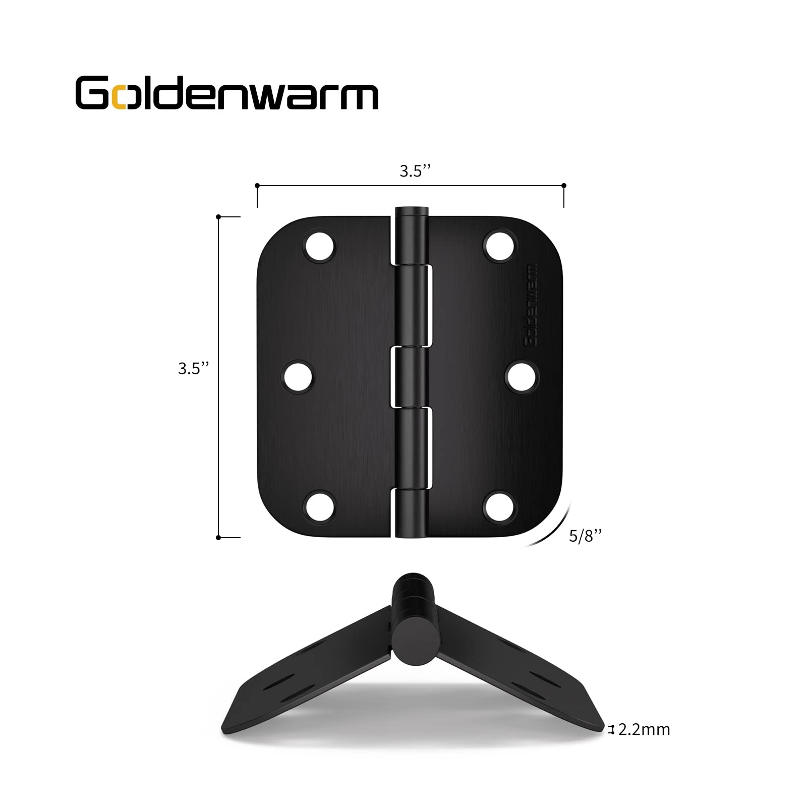 Matte Black 3.5 Inch with 5/8" Radius Corners Oil Interior Door Hinges