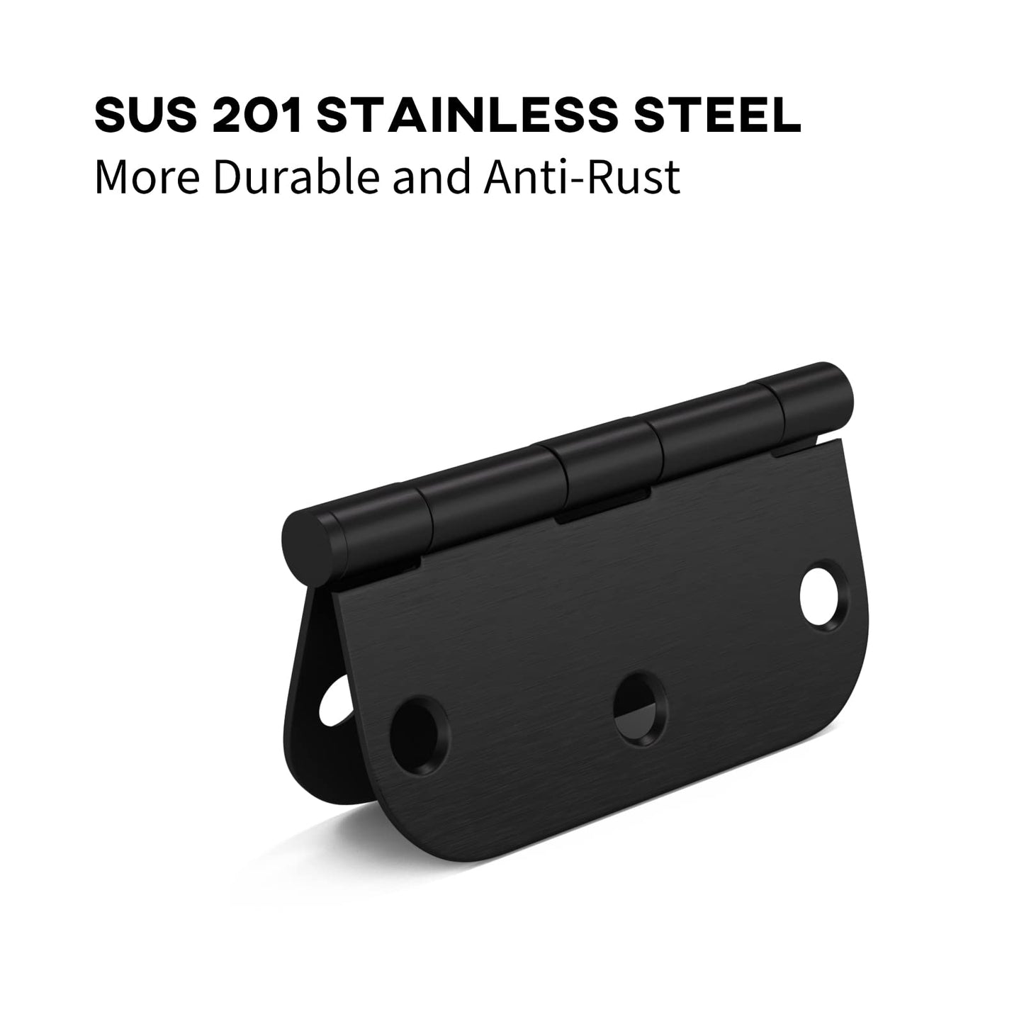 Matte Black 3.5 Inch with 5/8" Radius Corners Oil Interior Door Hinges