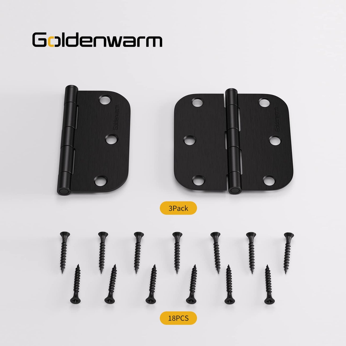 Matte Black 3.5 Inch with 5/8" Radius Corners Oil Interior Door Hinges