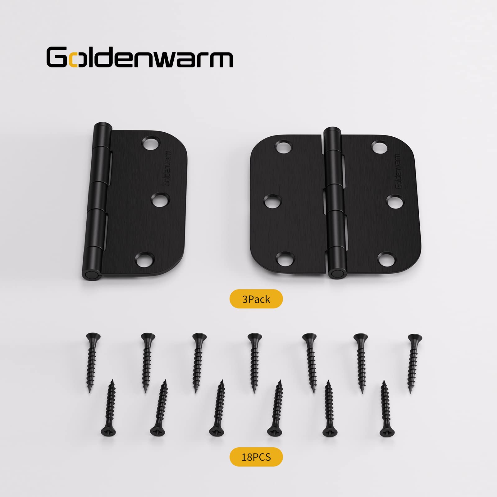 Matte Black 3.5 Inch with 5/8" Radius Corners Oil Interior Door Hinges