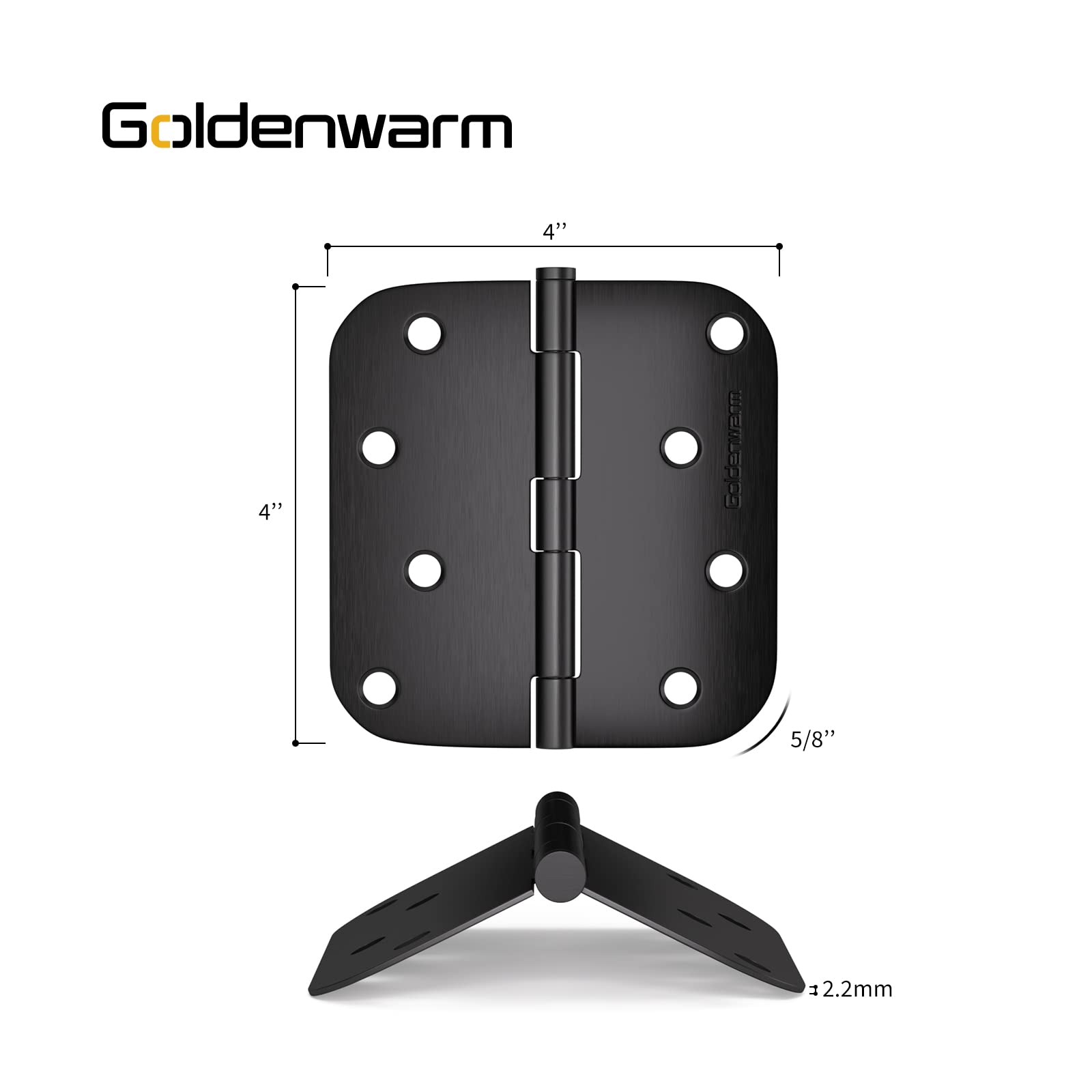 Stainless Steel 4 Inch Matte Black with 5/8" Radius Corners Door Hinges