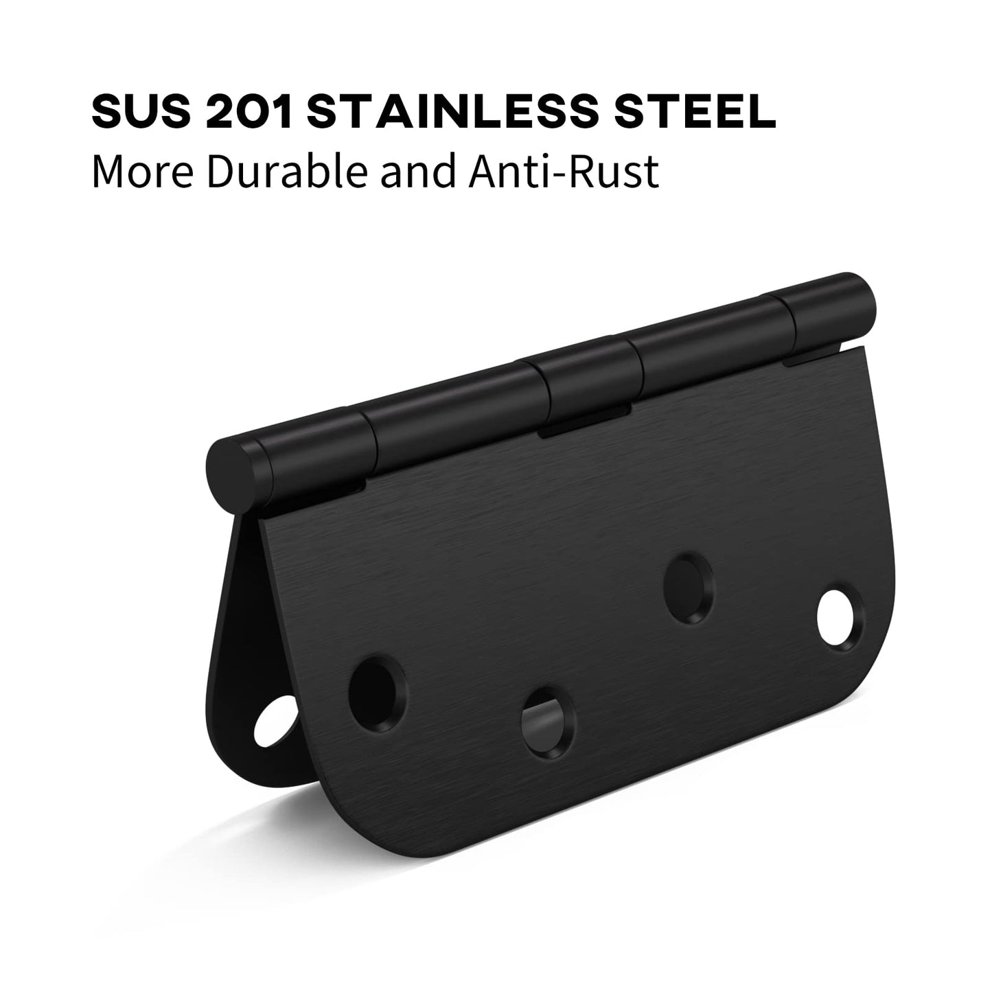 Stainless Steel 4 Inch Matte Black with 5/8" Radius Corners Door Hinges