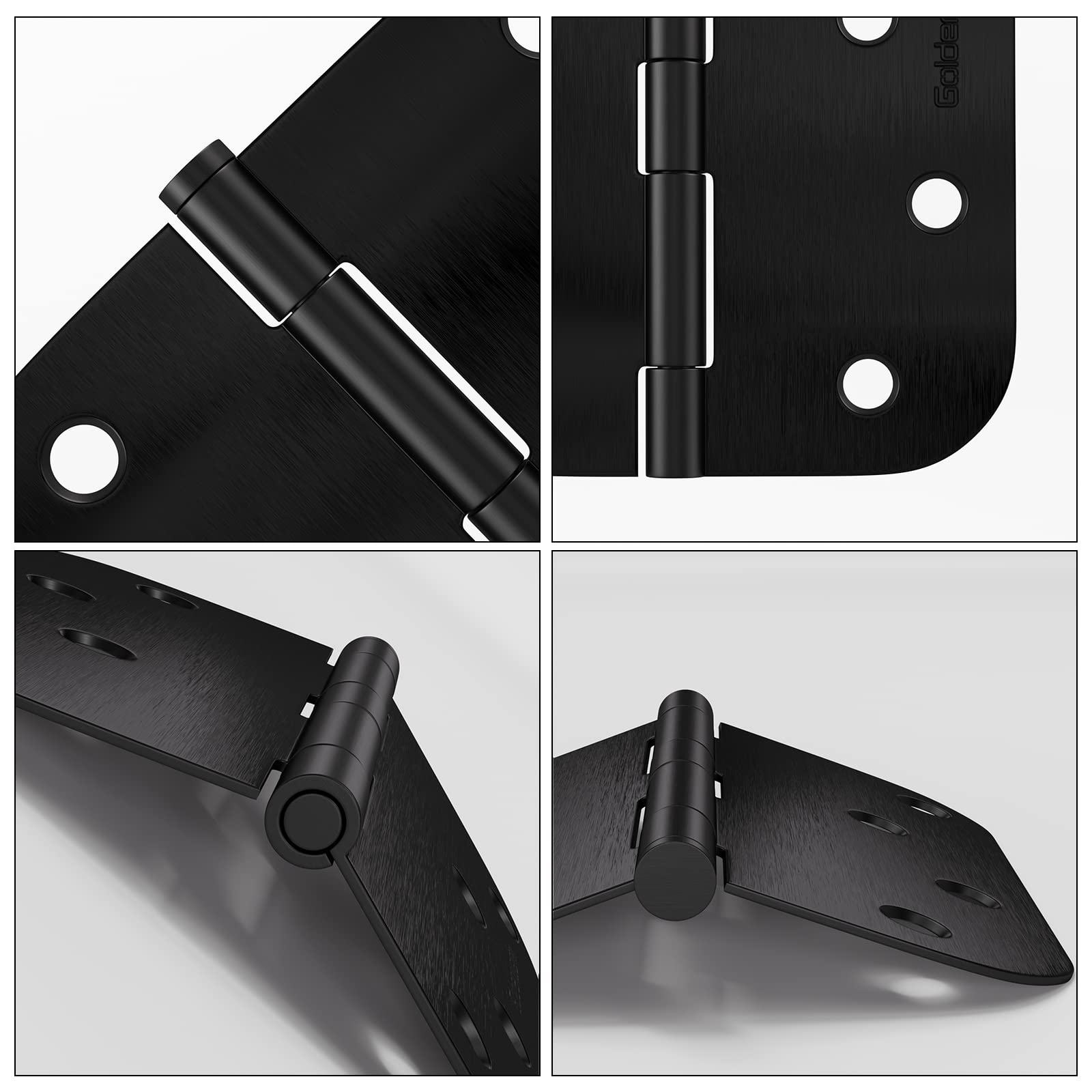 Stainless Steel 4 Inch Matte Black with 5/8" Radius Corners Door Hinges