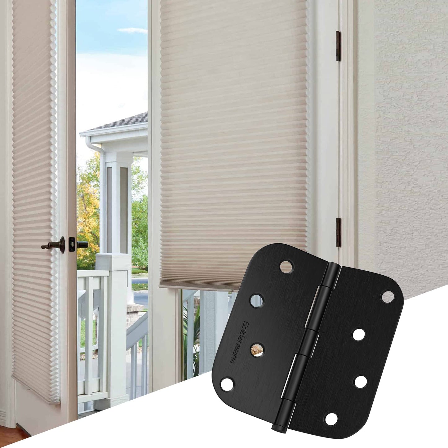 Stainless Steel 4 Inch Matte Black with 5/8" Radius Corners Door Hinges