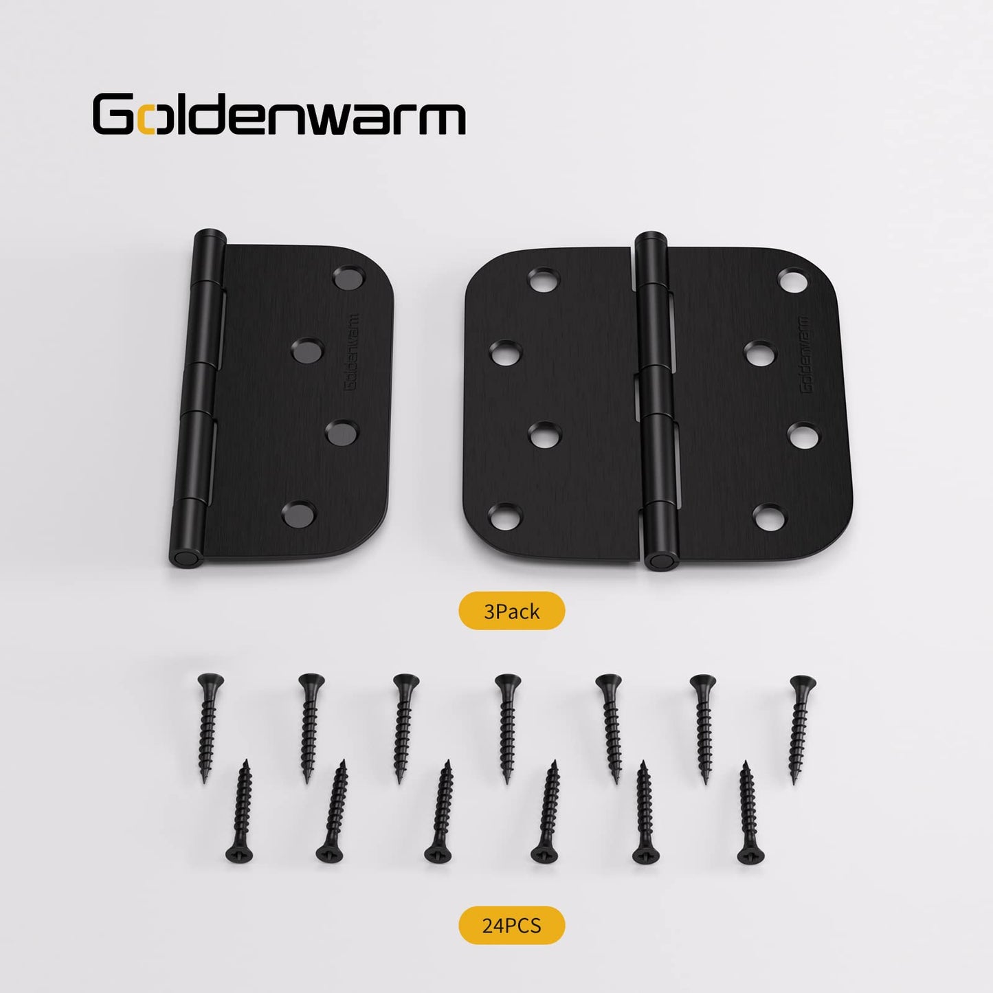 Stainless Steel 4 Inch Matte Black with 5/8" Radius Corners Door Hinges
