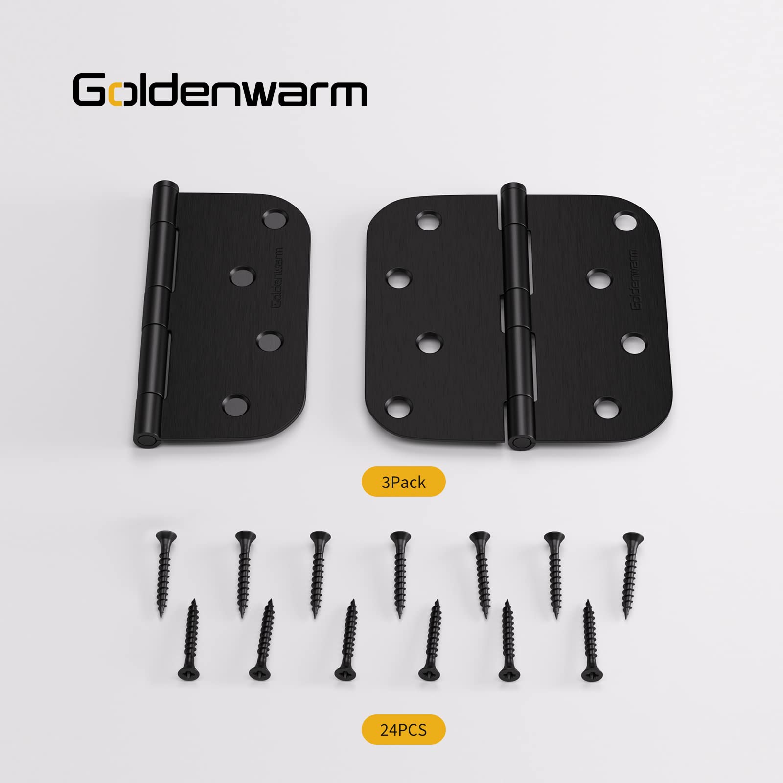 Stainless Steel 4 Inch Matte Black with 5/8" Radius Corners Door Hinges
