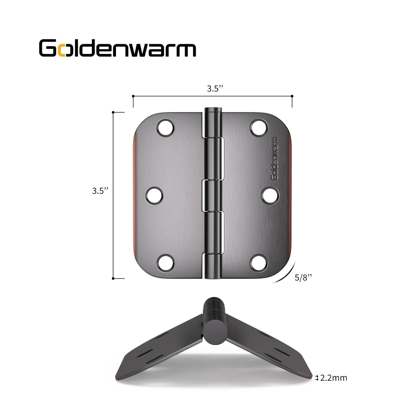 Stainless Steel 3.5 Inch with 5/8" Radius Corners Oil Rubbed Bronze Interior Door Hinges