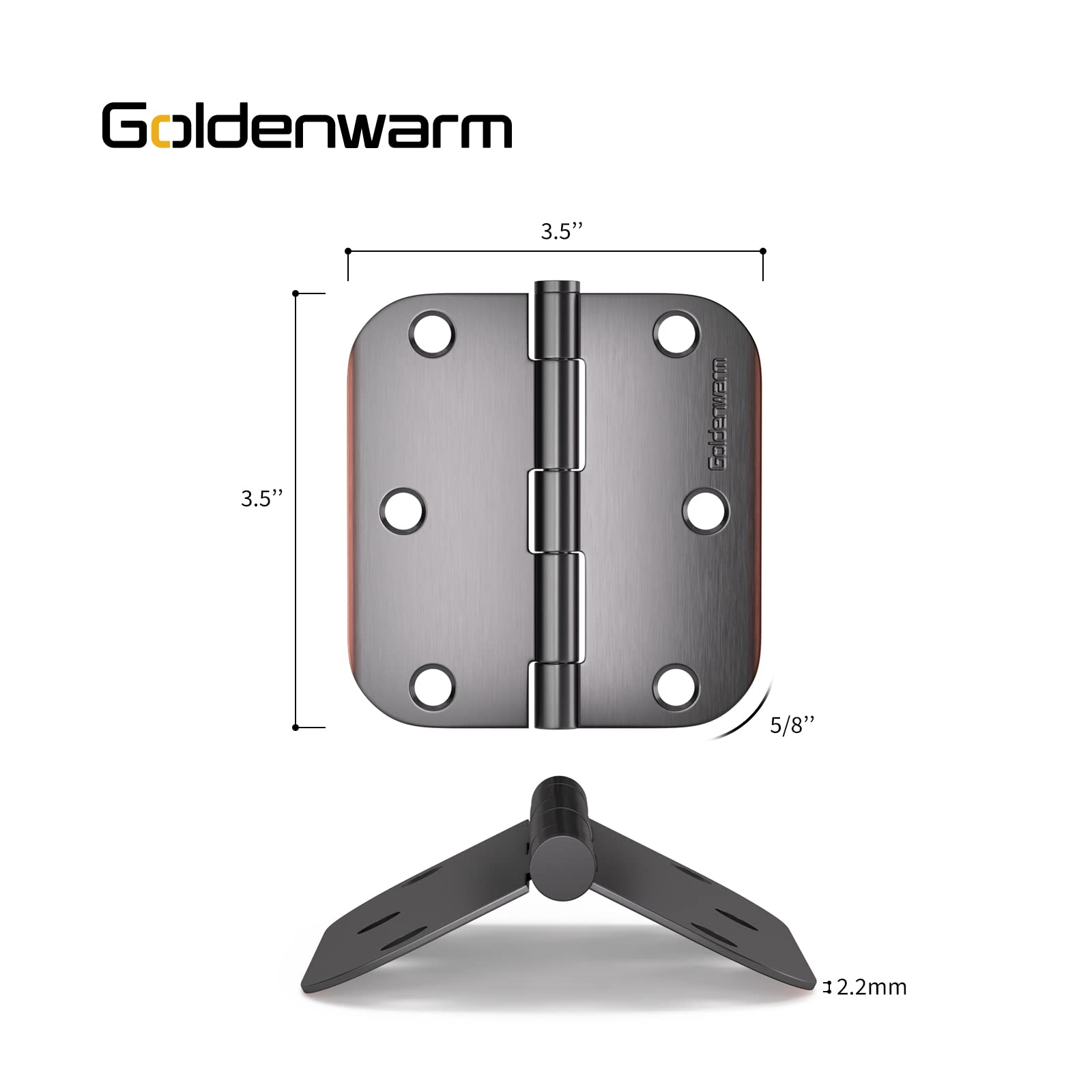 Stainless Steel 3.5 Inch with 5/8" Radius Corners Oil Rubbed Bronze Interior Door Hinges