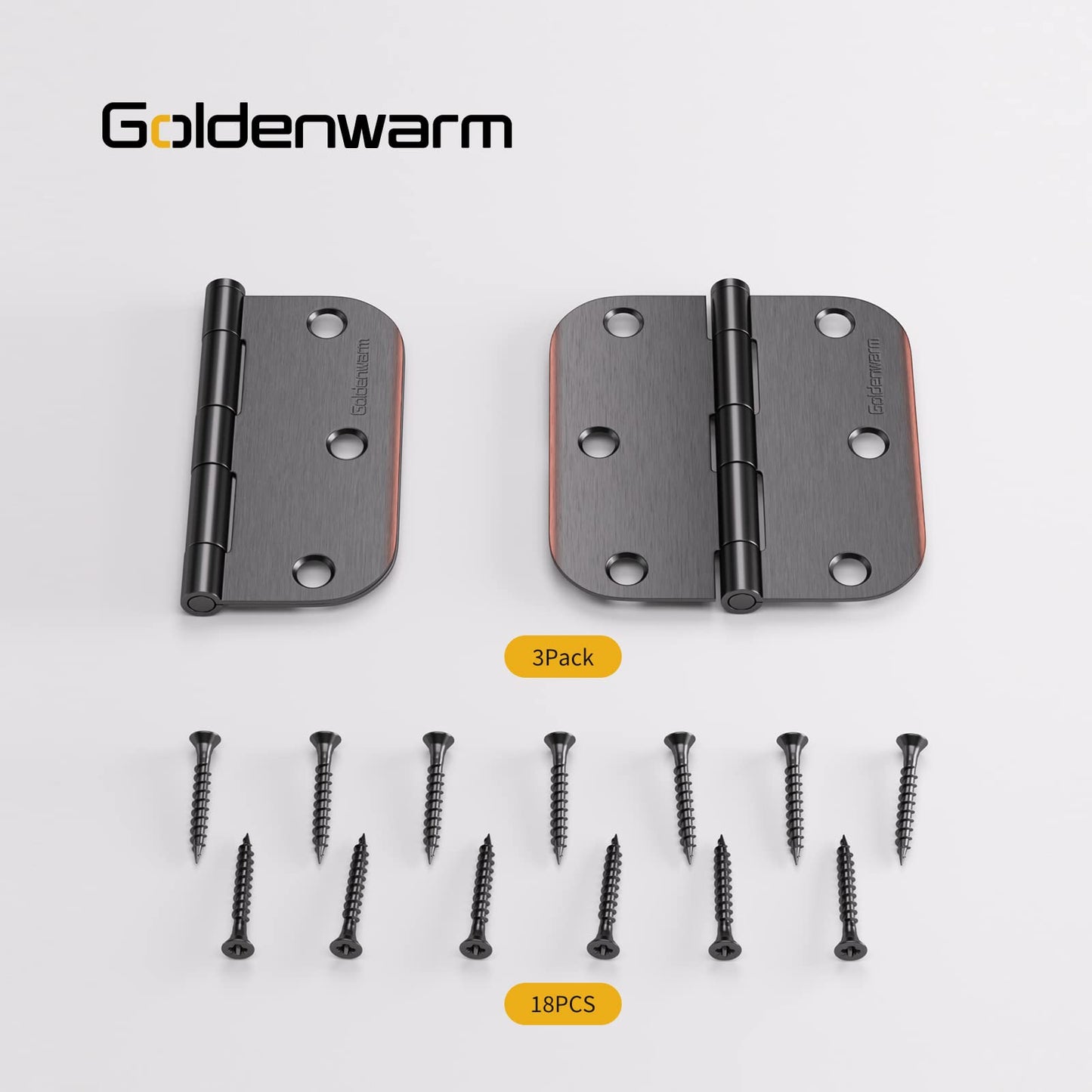 Stainless Steel 3.5 Inch with 5/8" Radius Corners Oil Rubbed Bronze Interior Door Hinges