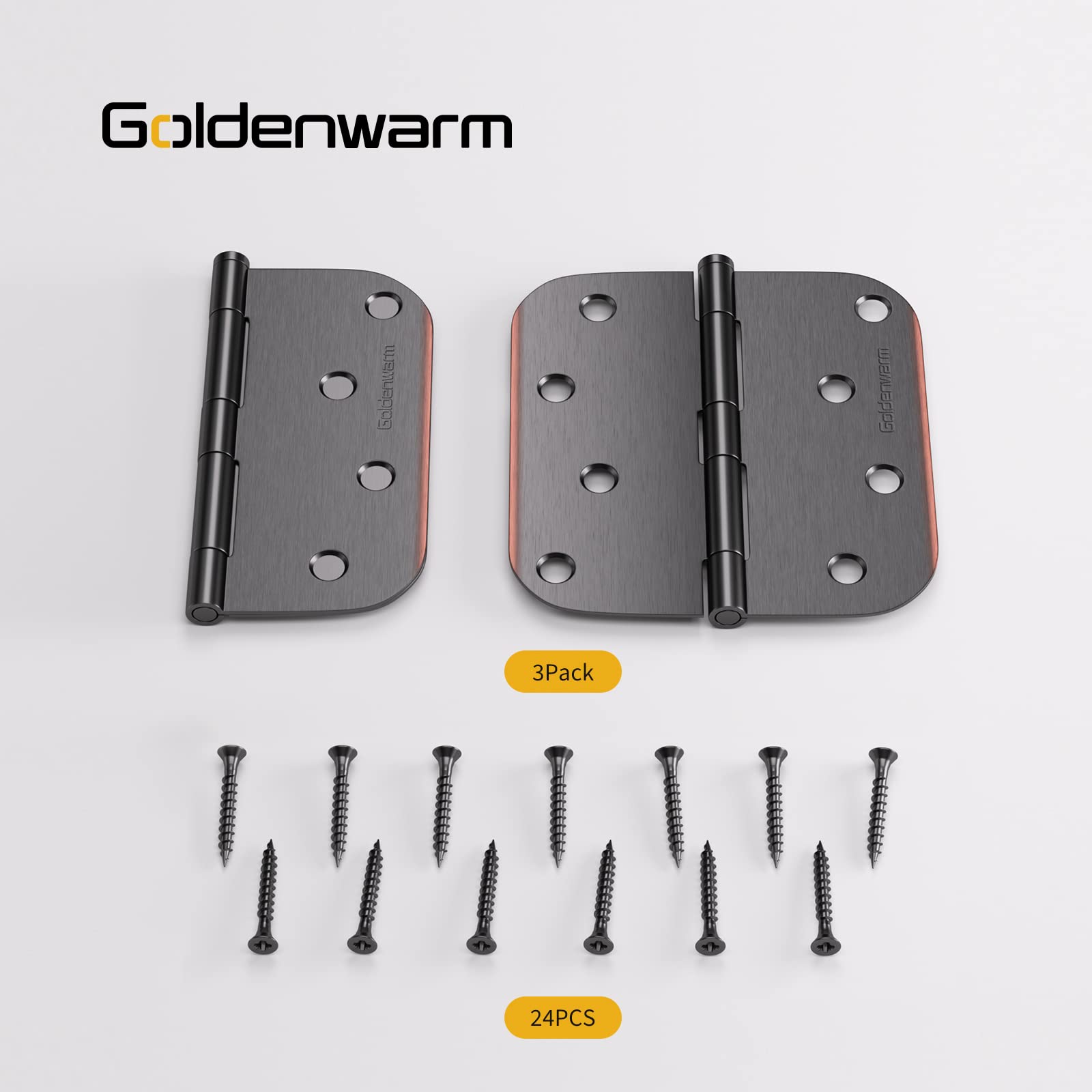 Stainless Steel 4 Inch Oil Rubbed Bronze with 5/8" Radius Corners Door Hinges for Interior Door