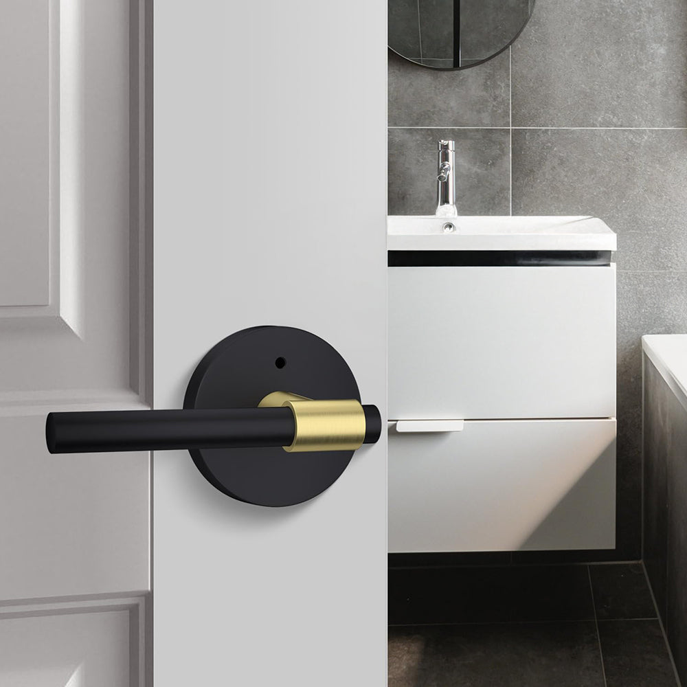 Black and Gold Interior Door Lever Handle for Bedroom Bathroom