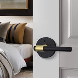 Black and Gold Interior Door Lever Handle for Bedroom Bathroom