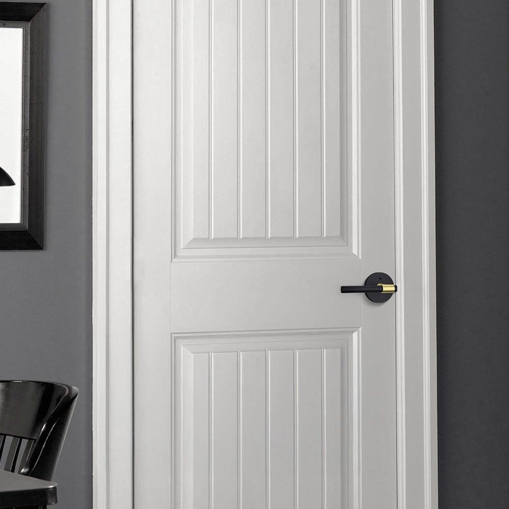 Black and Gold Interior Door Lever Handle for Bedroom Bathroom