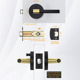 Black and Gold Interior Door Lever Handle for Bedroom Bathroom