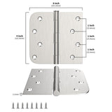 4 inch x 4 inch Brushed Nickel with Square & Round Corners Door Hinges