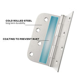 4 inch x 4 inch Brushed Nickel with Square & Round Corners Door Hinges
