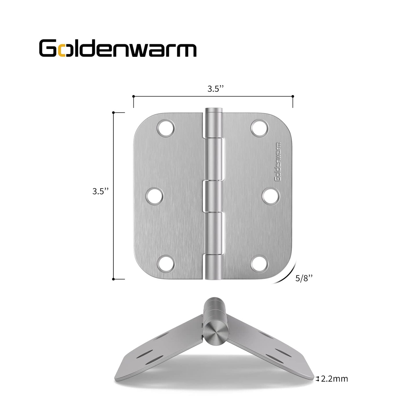 Nickel Brushed 3.5 Inch with 5/8" Radius Corners Oil Interior Door Hinges