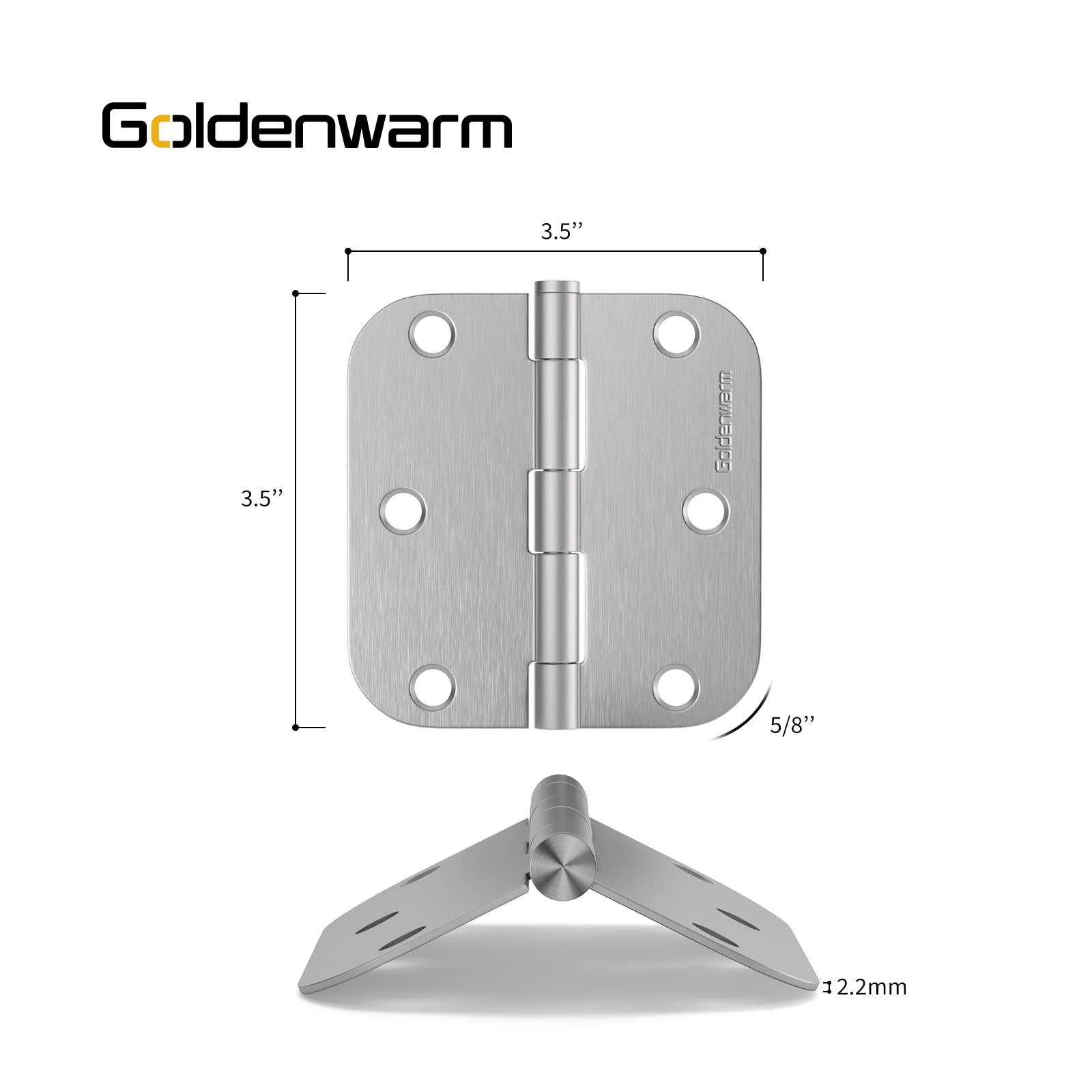 Nickel Brushed 3.5 Inch with 5/8" Radius Corners Oil Interior Door Hinges
