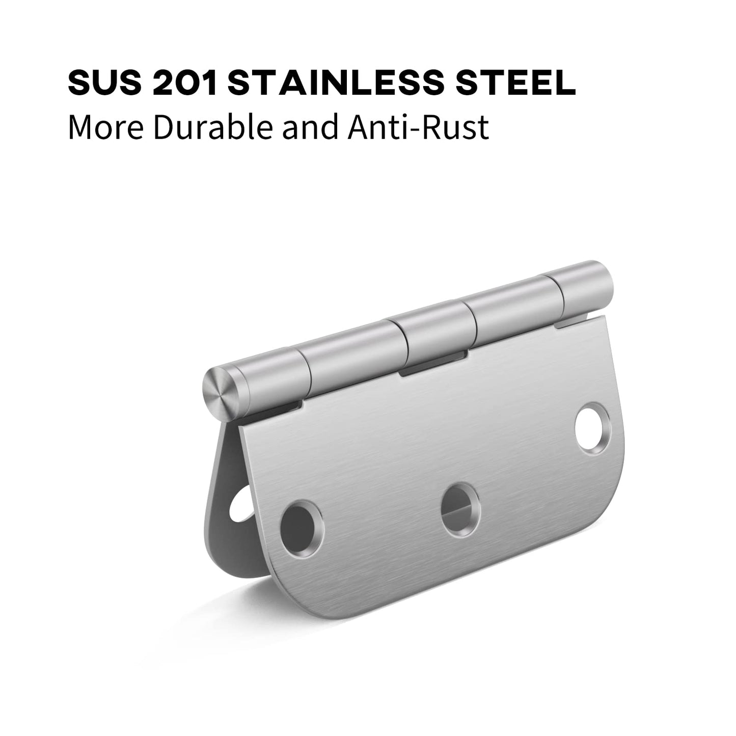 Nickel Brushed 3.5 Inch with 5/8" Radius Corners Oil Interior Door Hinges