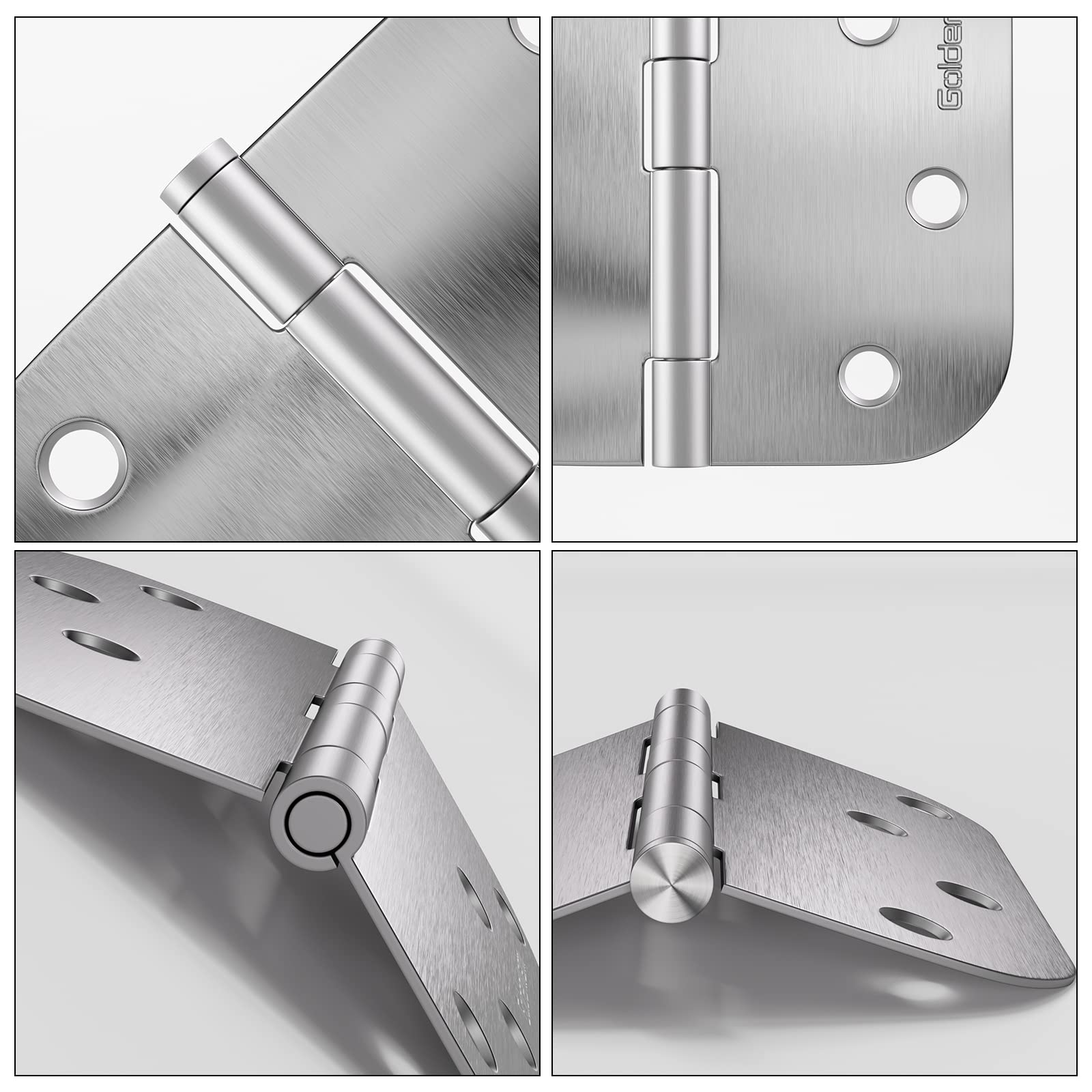 Nickel Brushed 3.5 Inch with 5/8" Radius Corners Oil Interior Door Hinges
