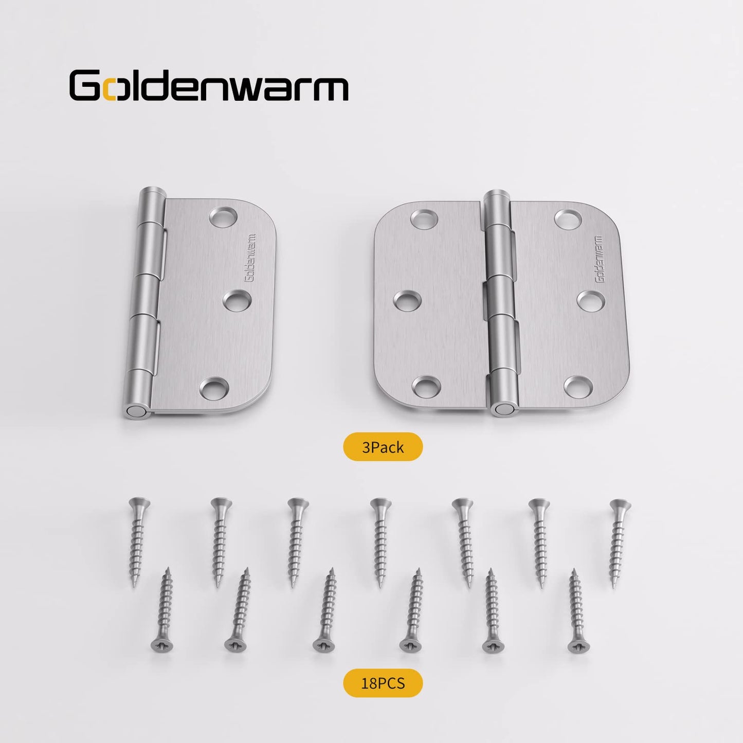 Nickel Brushed 3.5 Inch with 5/8" Radius Corners Oil Interior Door Hinges