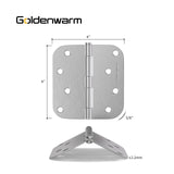 Stainless Steel 4 Inch with 5/8" Radius Corners Satin Nickel Brushed Door Hinges