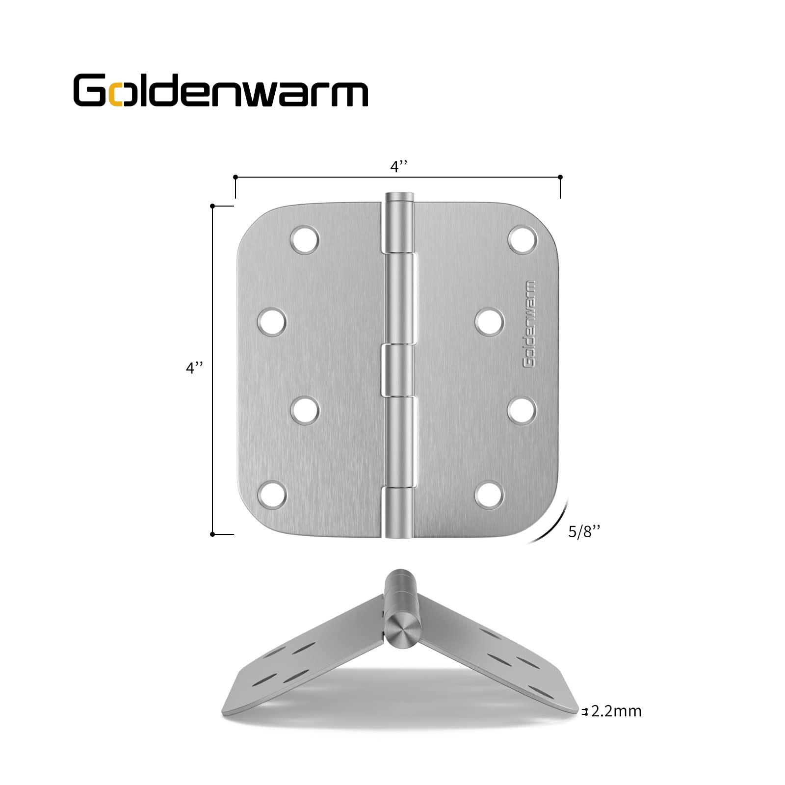 Stainless Steel 4 Inch with 5/8" Radius Corners Satin Nickel Brushed Door Hinges