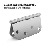 Stainless Steel 4 Inch with 5/8" Radius Corners Satin Nickel Brushed Door Hinges