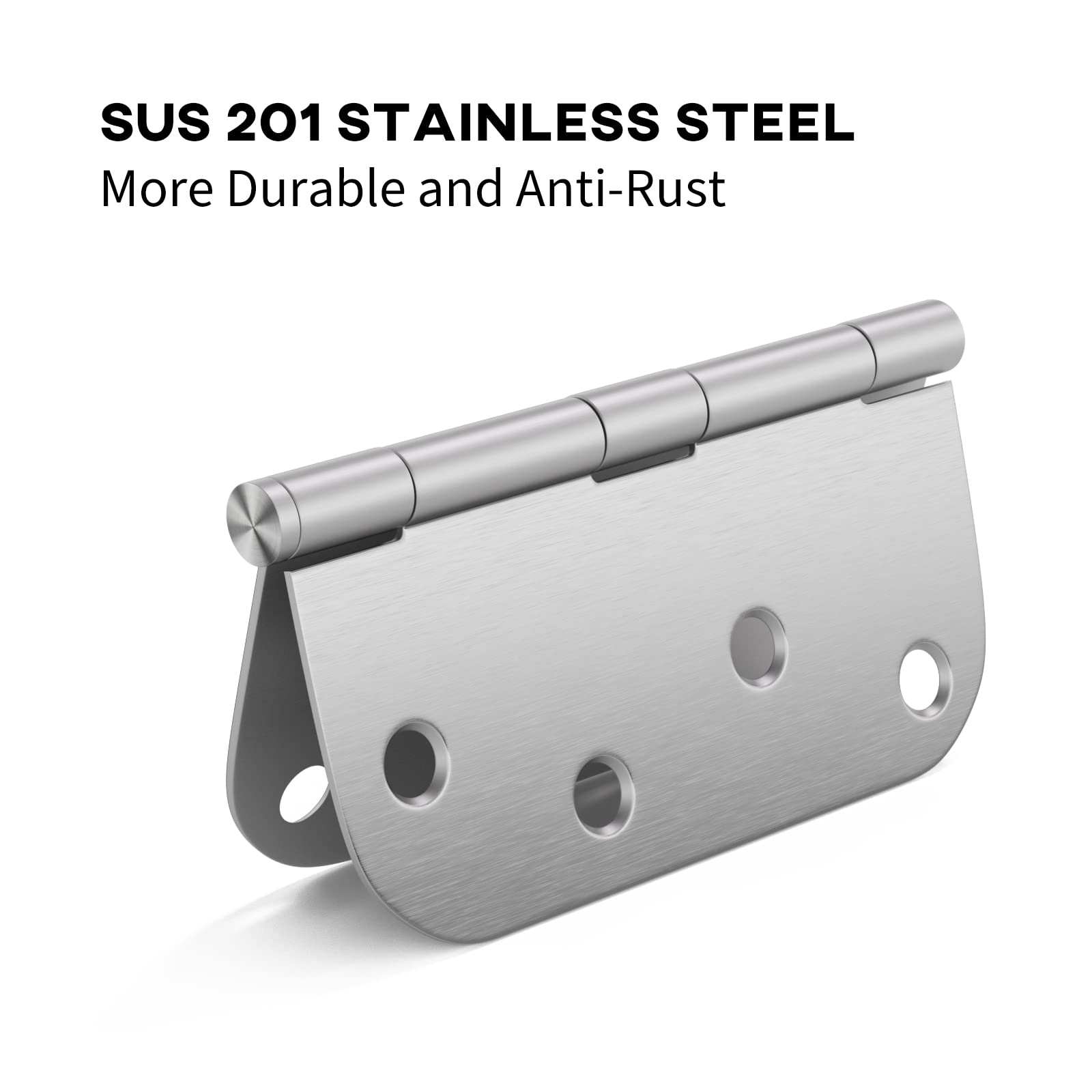 Stainless Steel 4 Inch with 5/8" Radius Corners Satin Nickel Brushed Door Hinges