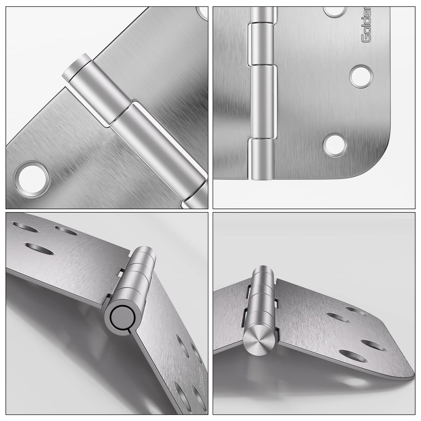 Stainless Steel 4 Inch with 5/8" Radius Corners Satin Nickel Brushed Door Hinges