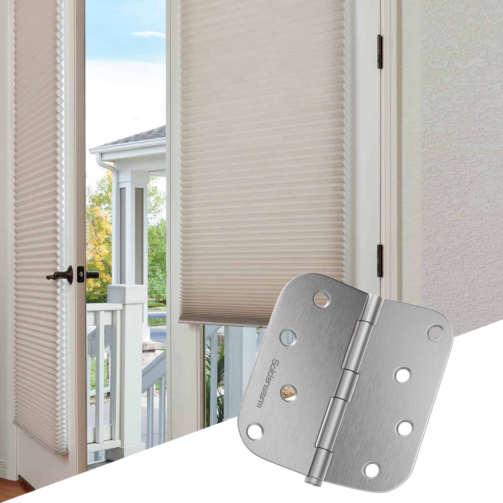 Stainless Steel 4 Inch with 5/8" Radius Corners Satin Nickel Brushed Door Hinges
