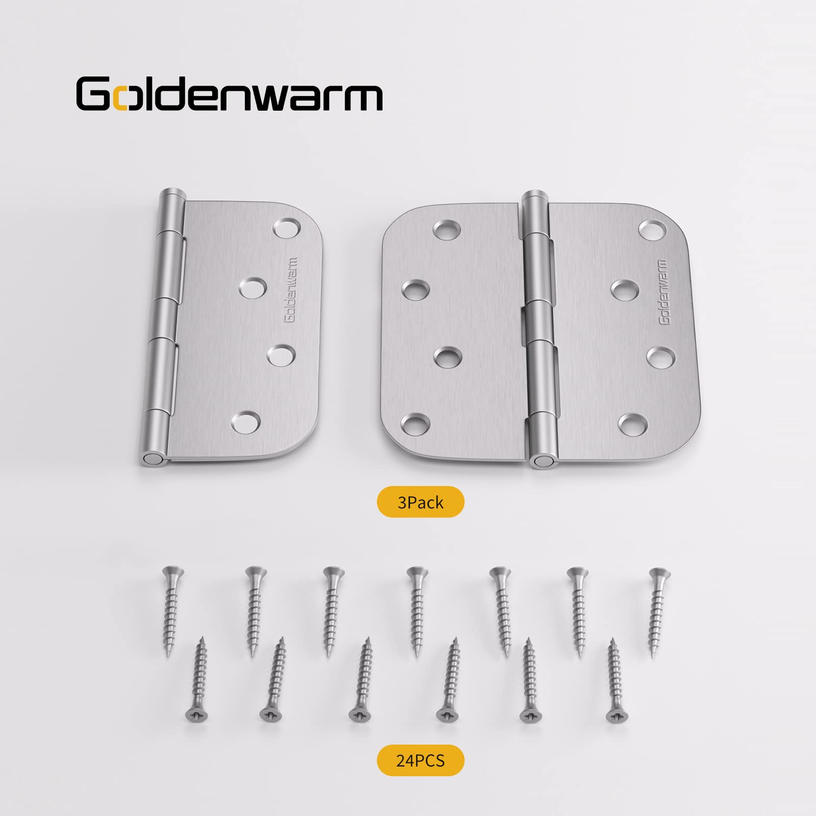 Stainless Steel 4 Inch with 5/8" Radius Corners Satin Nickel Brushed Door Hinges