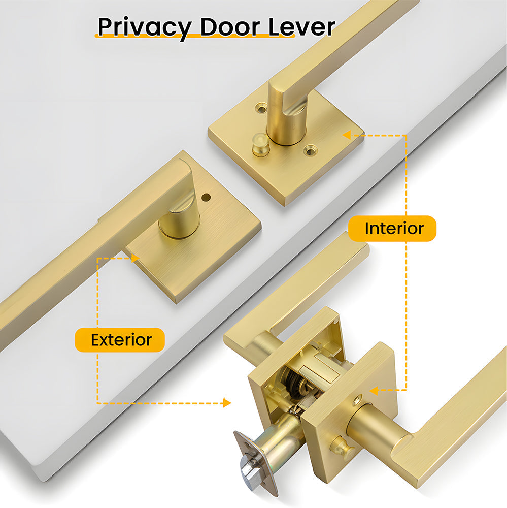 Brushed Gold Decorative Interior Door Lever Door Handle