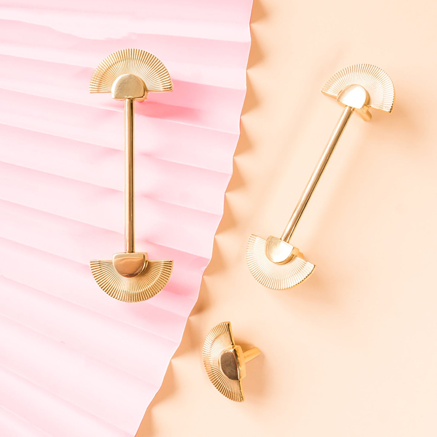 Gold Brass Scalloped Wardrobe Cabinet Pulls