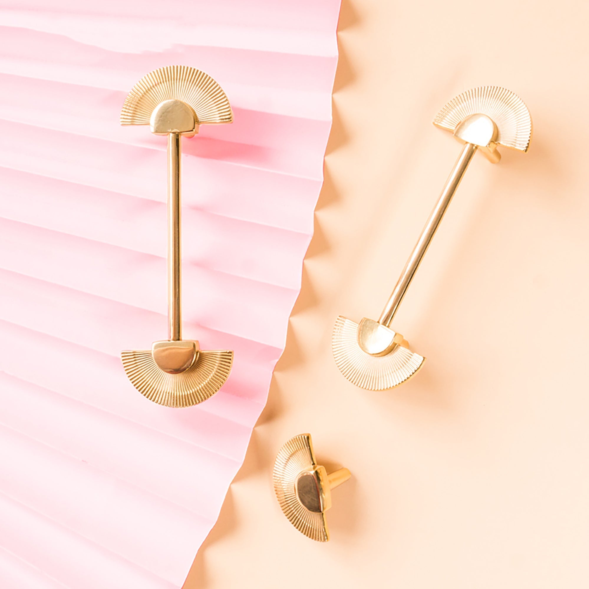 Gold Brass Scalloped Wardrobe Cabinet Pulls