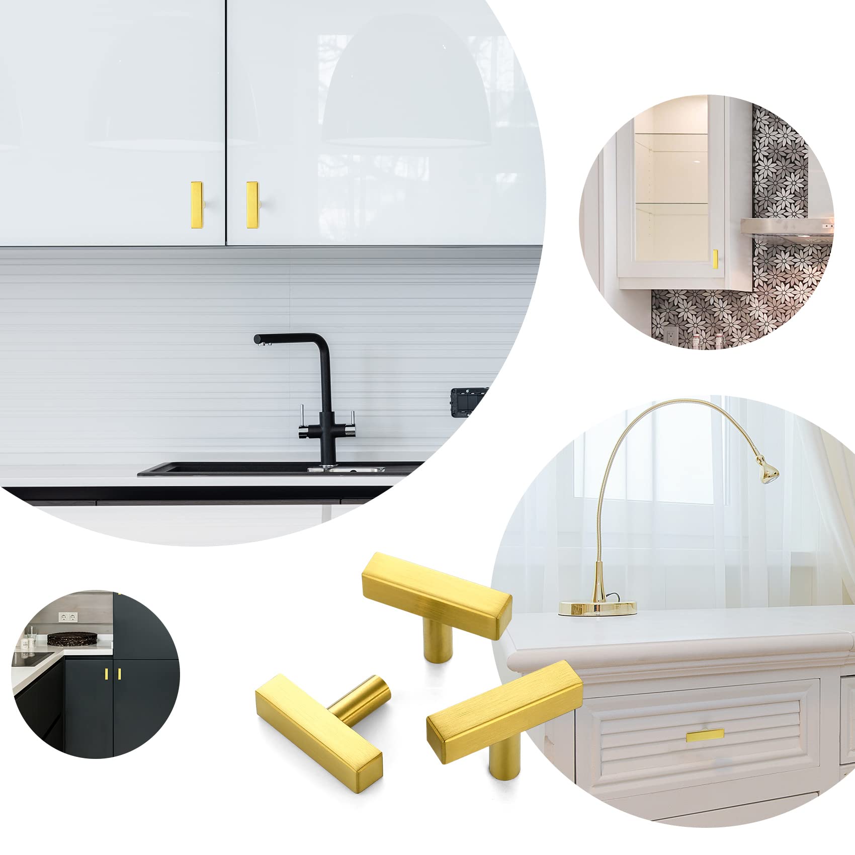 Square Brushed Gold Cabinet Pulls  For Kitchen