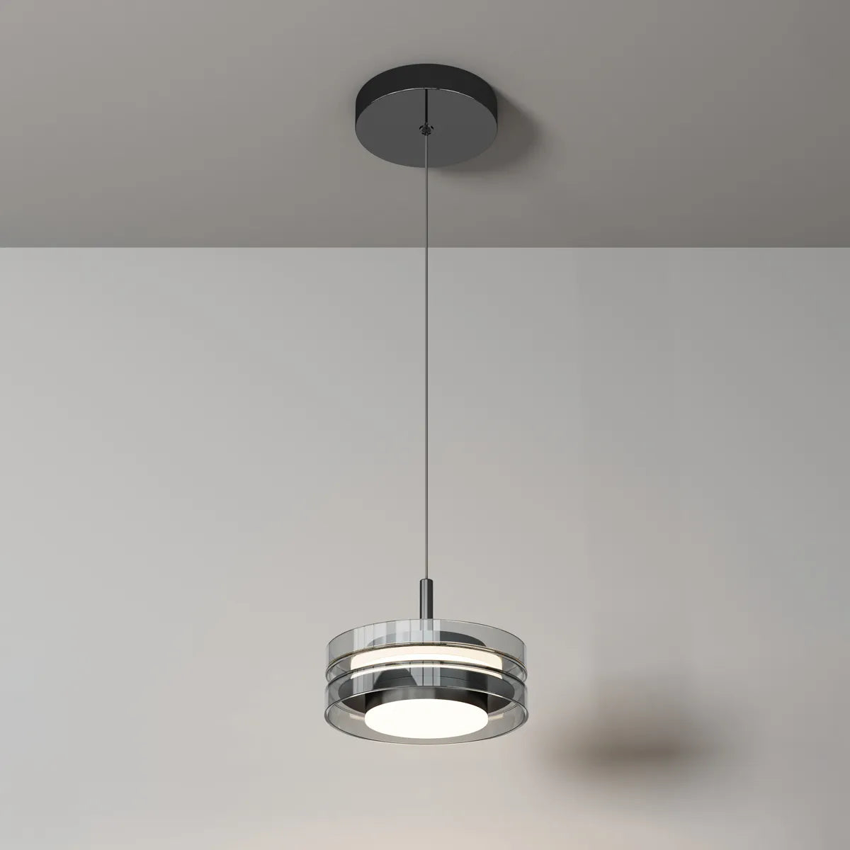 Smoked round glass pendant